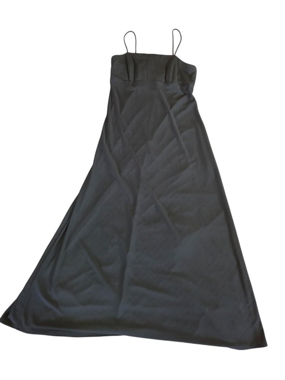 Y2K Coquette Goth Black Spaghetti Strap Long Maxi Evening Gown Size 13-14 - Picture 2 of 11
